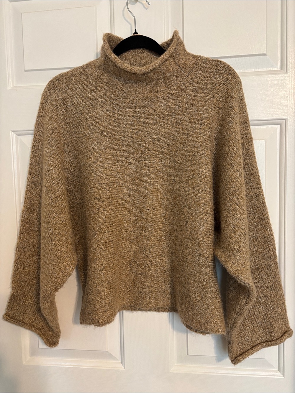 William Rast Taupe Mock Neck Boxy Sweater MED EUC